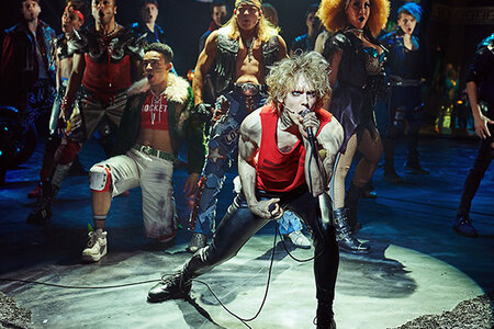 Andrew Polec as Strat & the cast of Bat Out of Hell