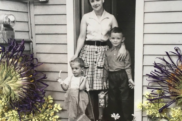 My grandmother, uncle and father on the farm