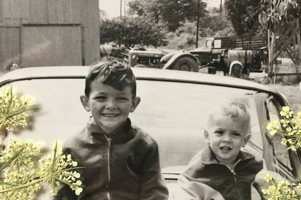 My uncle and father on the farm