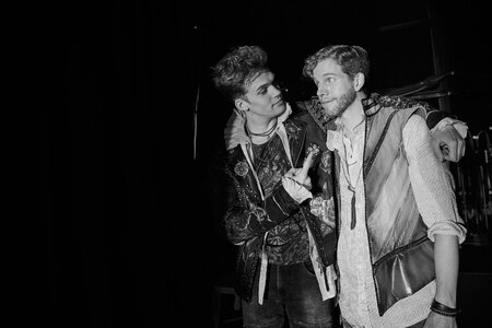 Ben Jackson Walker and Stark Sands backstage at & Juliet - Photo credit Jenny Anderson