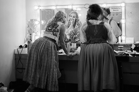 Betsy Wolfe & Melanie La Barrie backstage at & Juliet