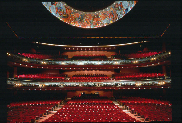 looking into the auditorium from the stage of the princess of wales theatre